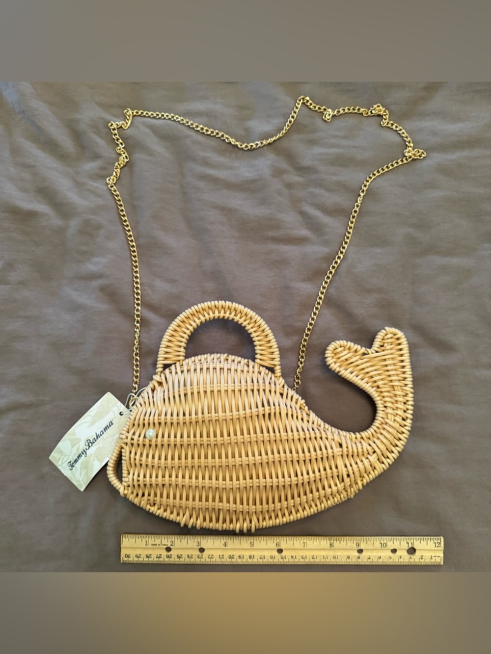 NEW NWT! Viral Tommy Bahama Woven Wicker Whale Crossbody Bag Clutch Purse